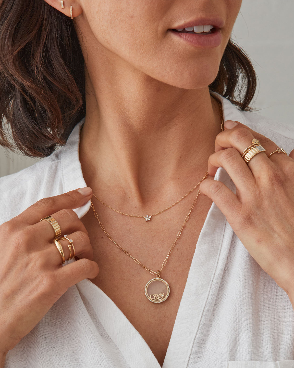 14k Gold Discs Choker Necklace - Zoe Lev Jewelry