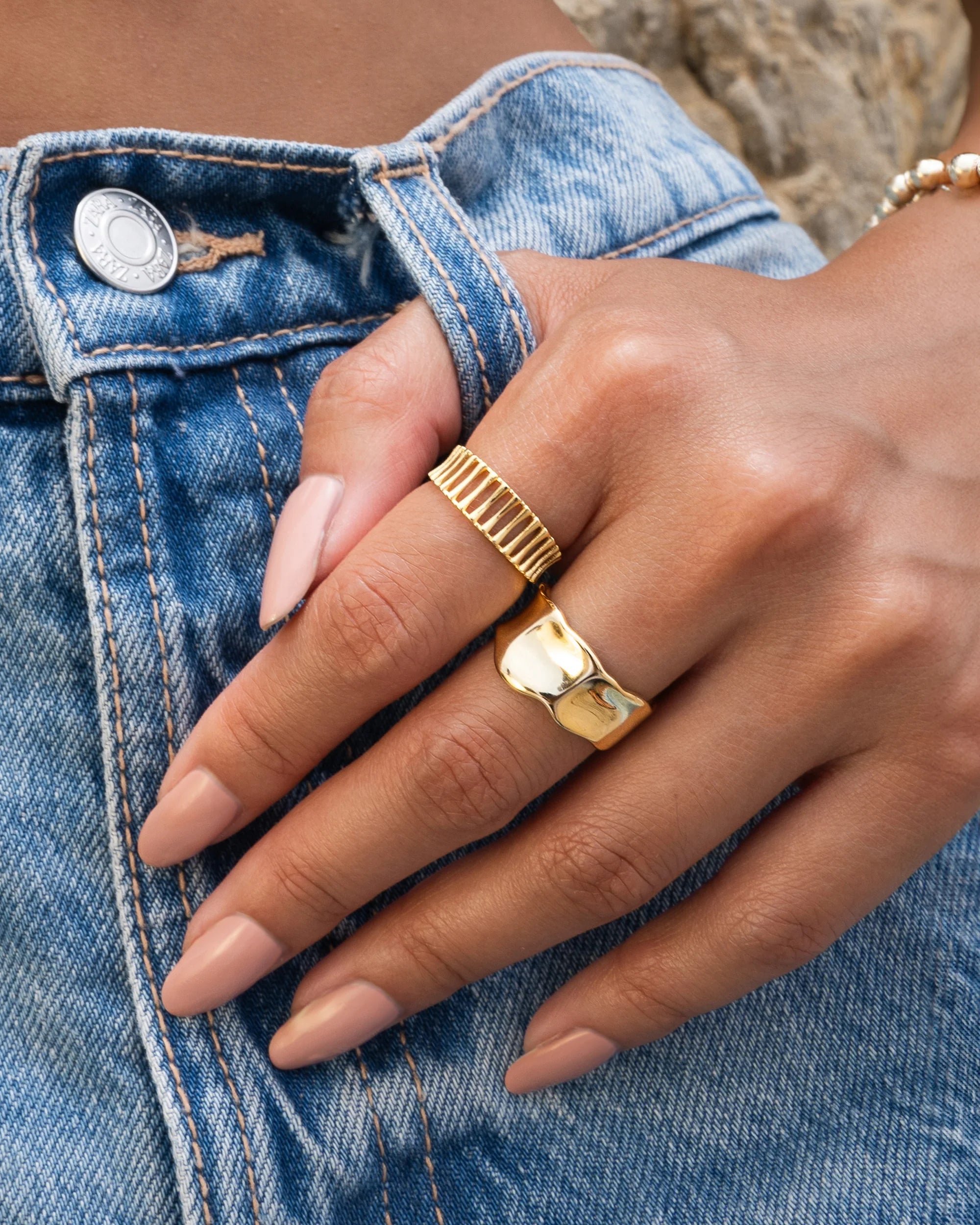 Large Hammered Ring Vermeil Zoe Lev Jewelry