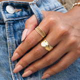 Open Ribbed Dome Ring Vermeil Zoe Lev Jewelry