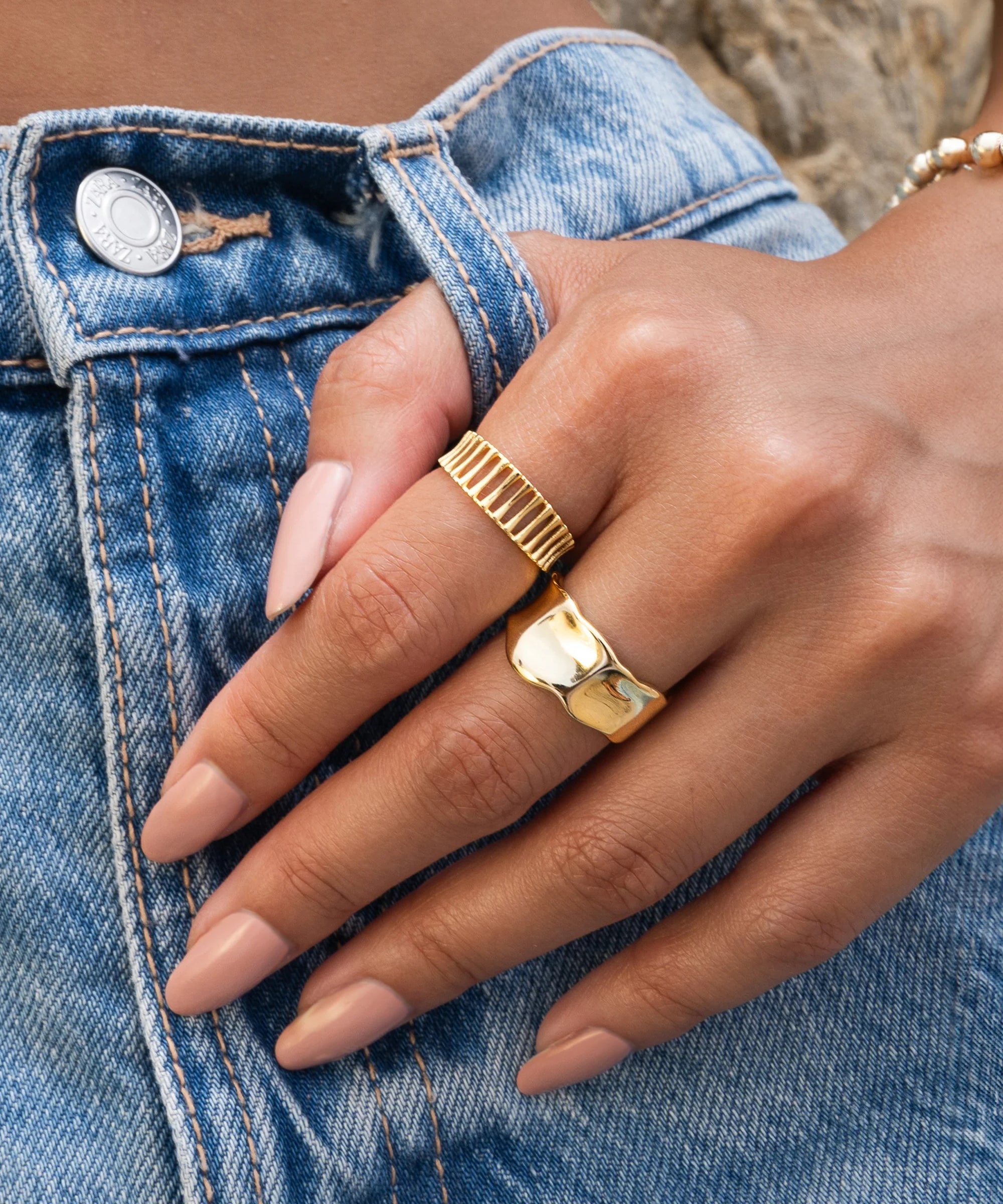 Open Ribbed Dome Ring Vermeil Zoe Lev Jewelry