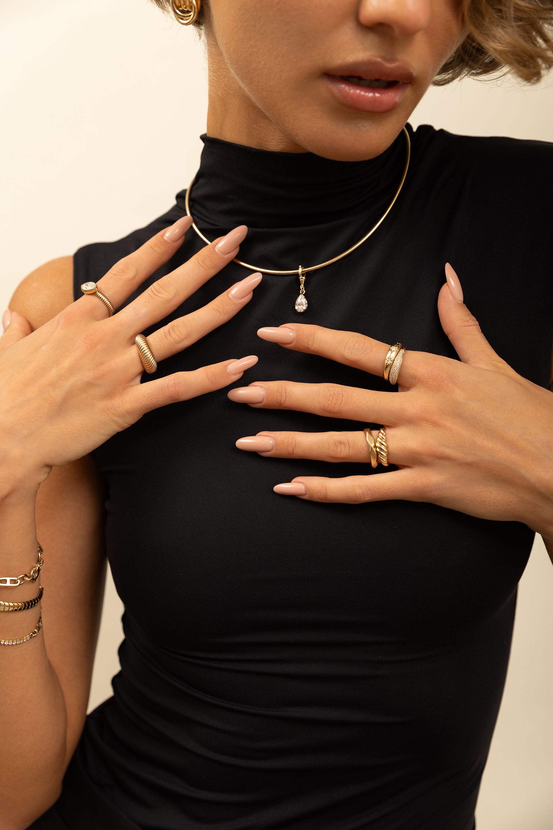 14K Gold Large Collar Necklace With Black Rhodium Lab Diamond Personalized Zoe Lev Jewelry