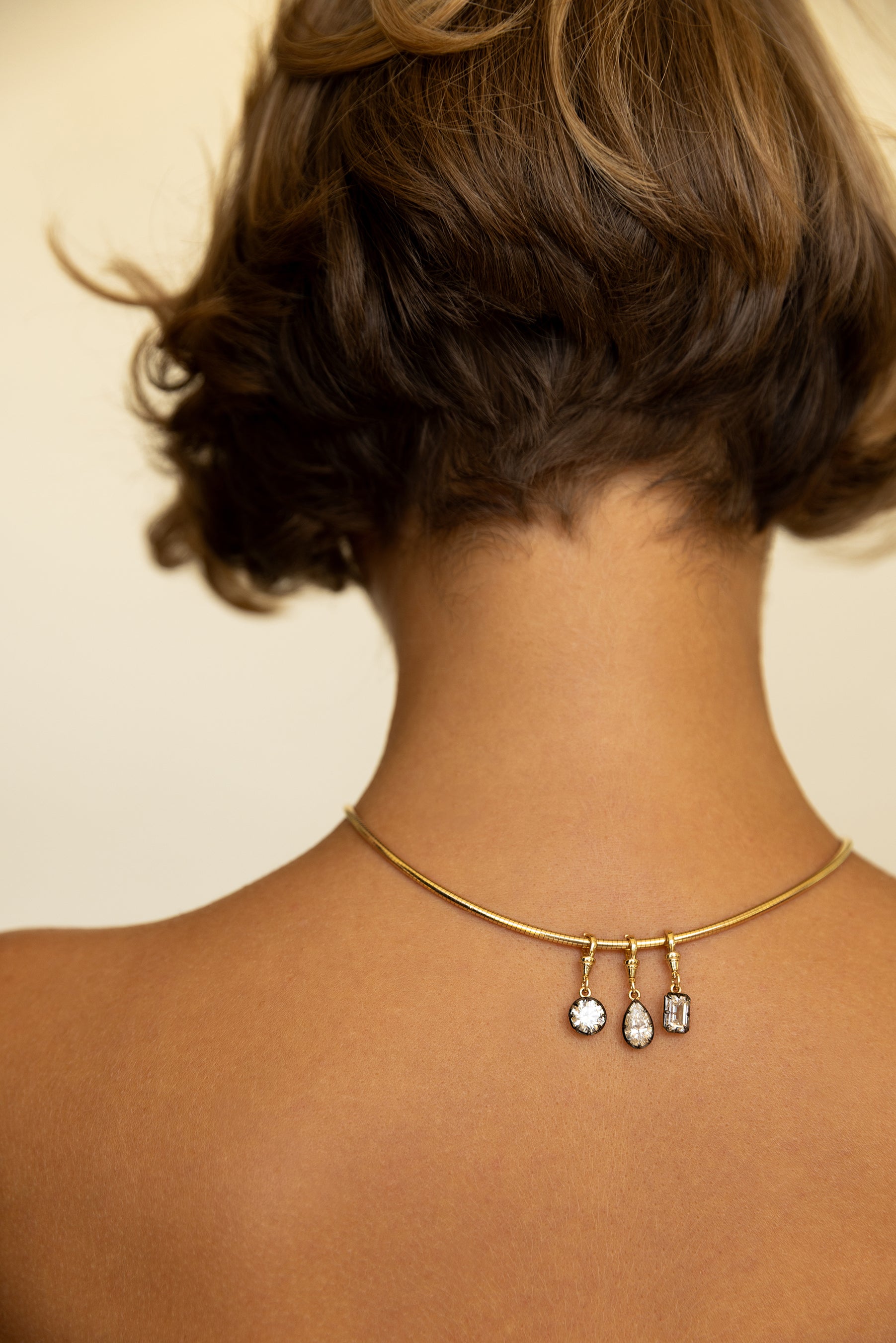 14K Gold Large Collar Necklace With Black Rhodium Lab Diamond Personalized Zoe Lev Jewelry