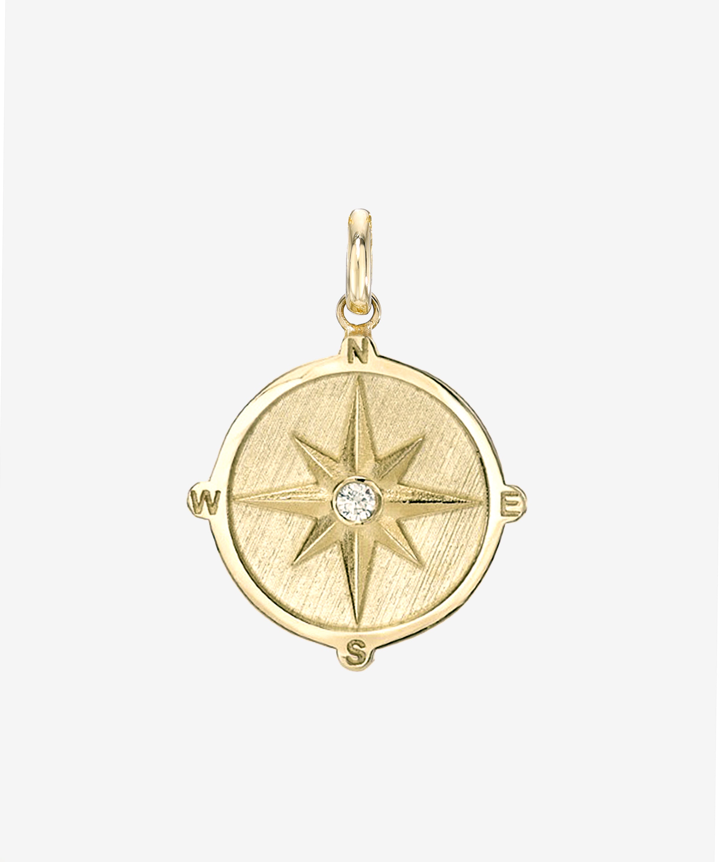 14k Gold Diamond Compass Medallion Pendant Zoe Lev Jewelry