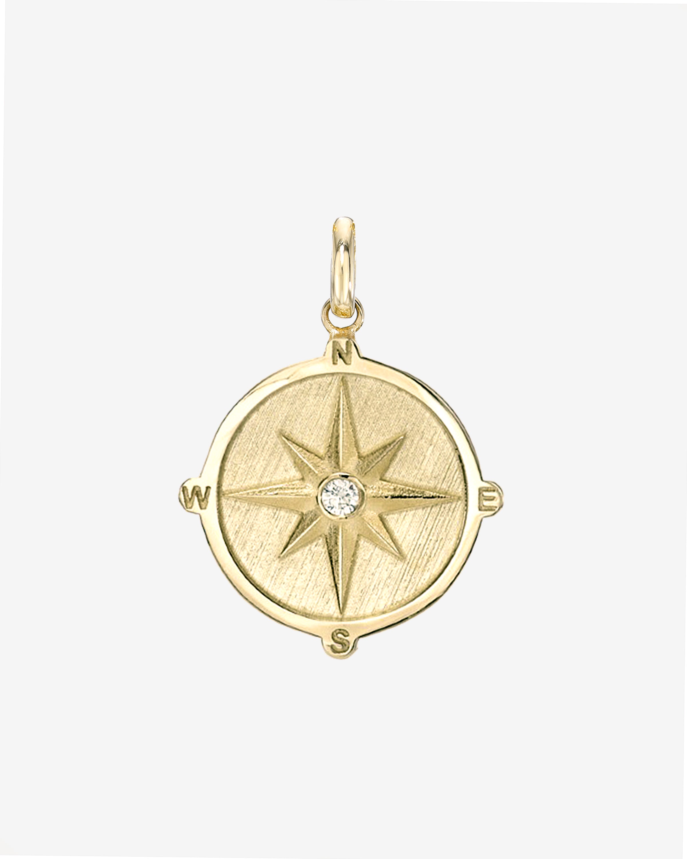 14k Gold Diamond Compass Medallion Pendant Zoe Lev Jewelry