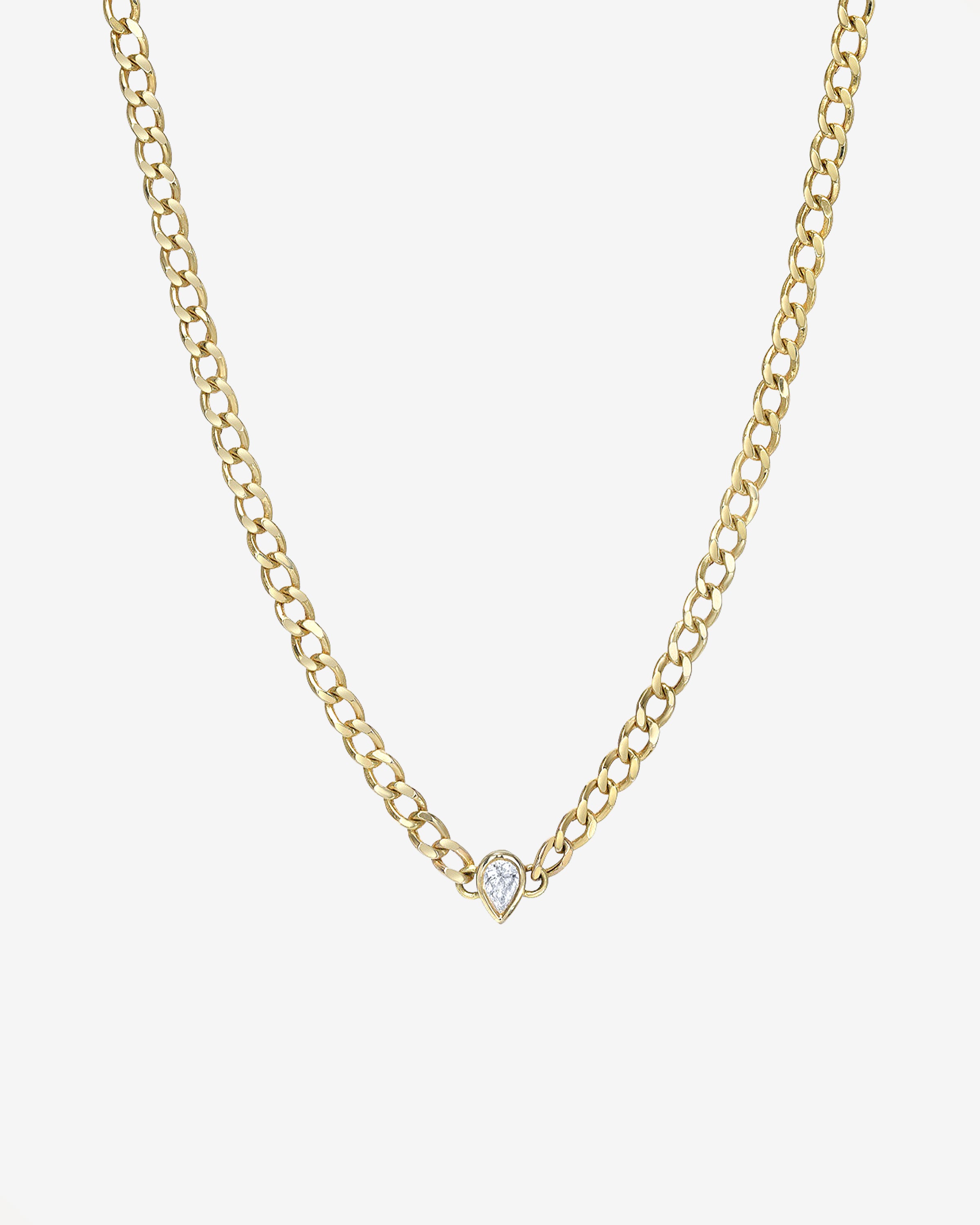 Cuban Link Pear Diamond Choker Zoe Lev Jewelry