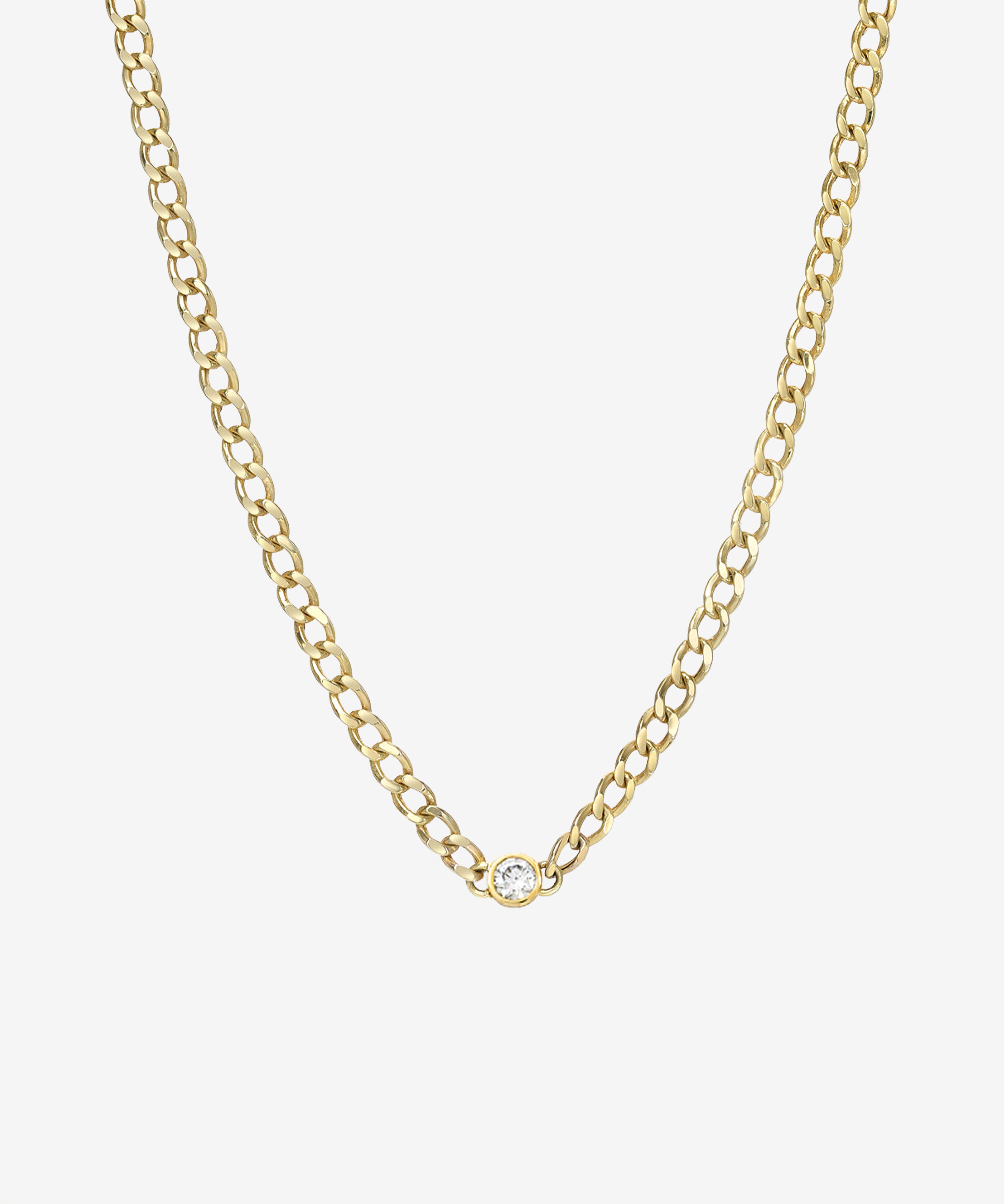 Cuban Link Bezel Diamond Choker Zoe Lev Jewelry
