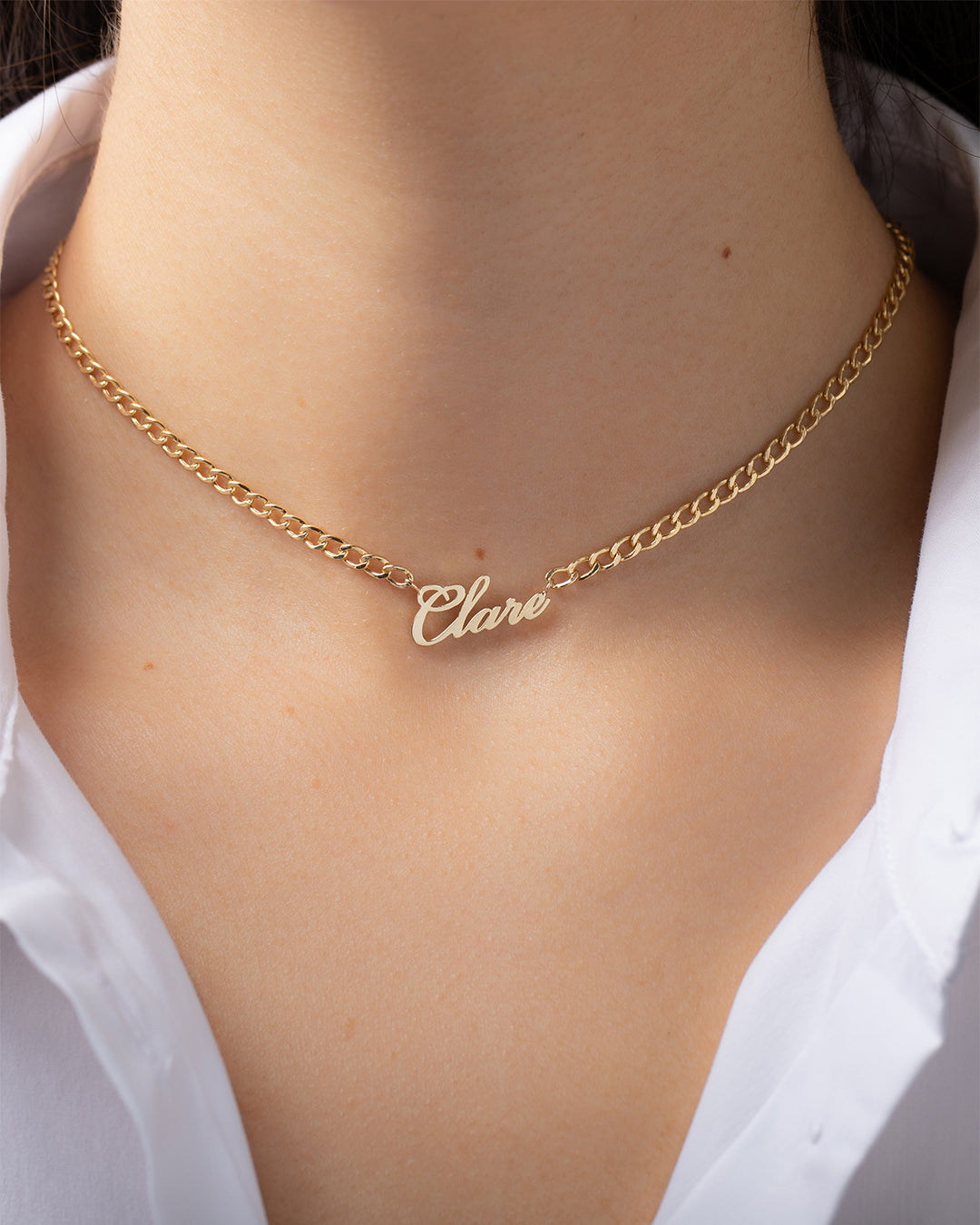 Cuban Link Name Choker Personalized Zoe Lev Jewelry