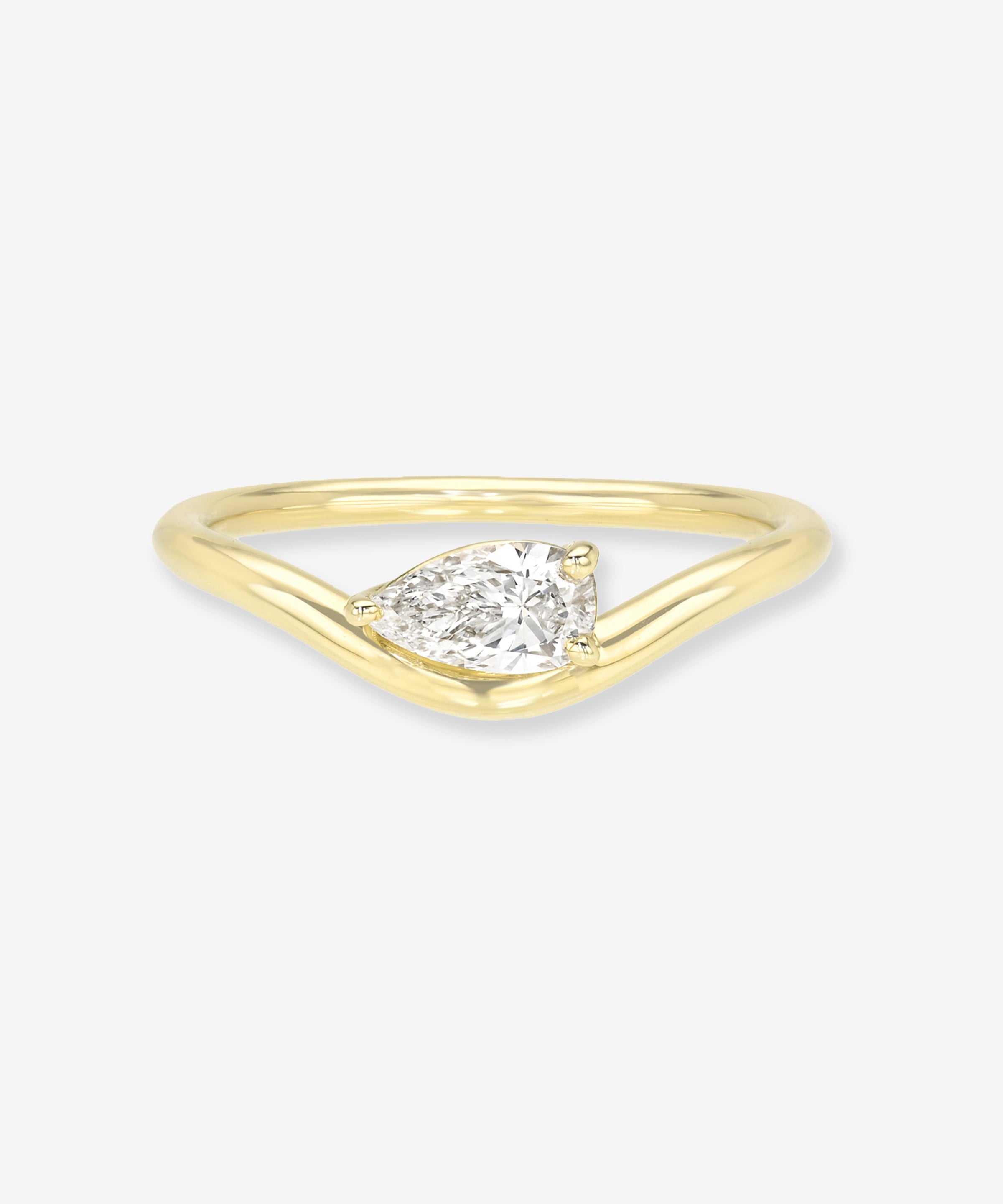 Curved 3 Prong Pear Floating Lab Diamond Band Zoe Lev Jewelry
