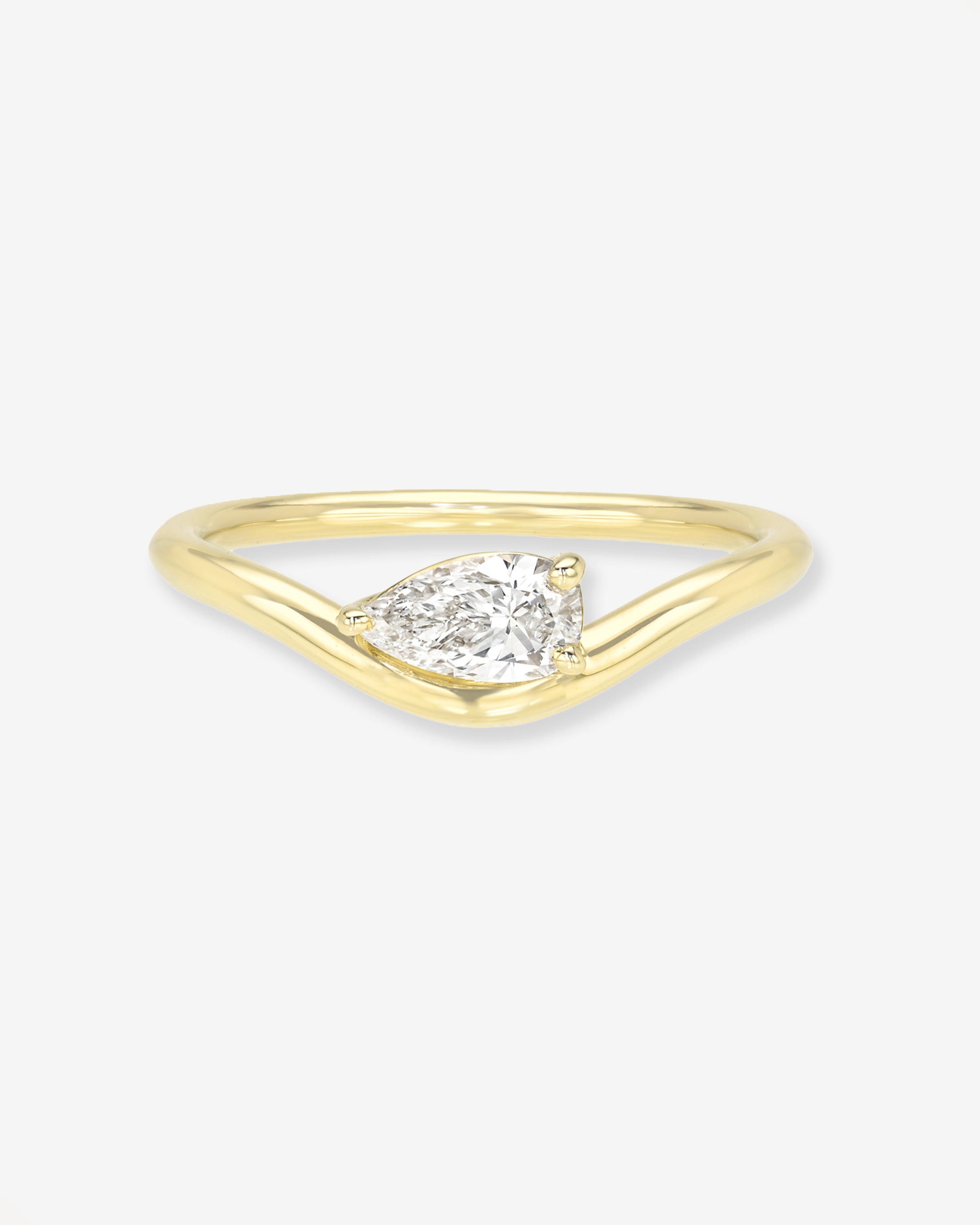Curved 3 Prong Pear Floating Lab Diamond Band Zoe Lev Jewelry