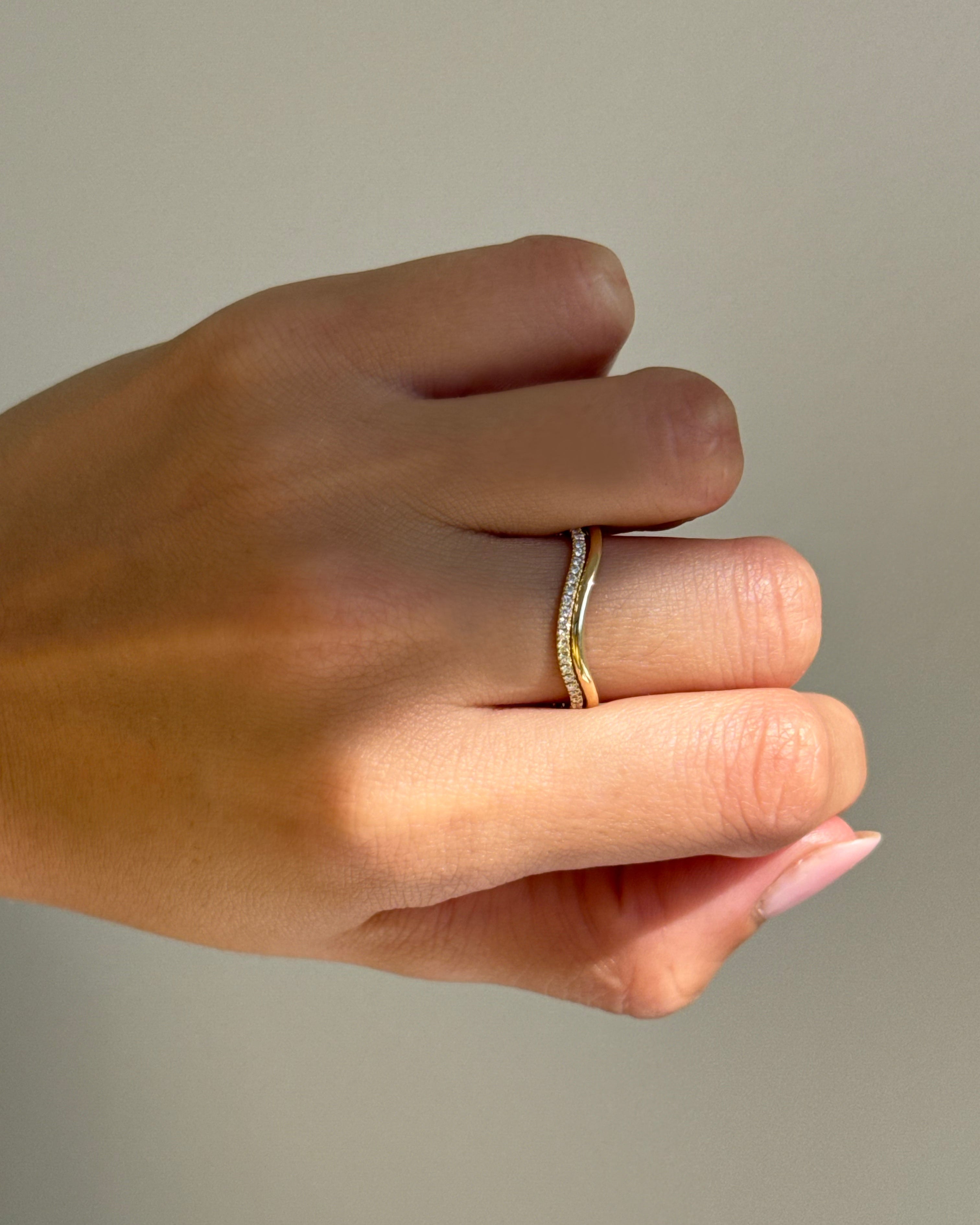 14K Gold Curved Band Ring Zoe Lev Jewelry