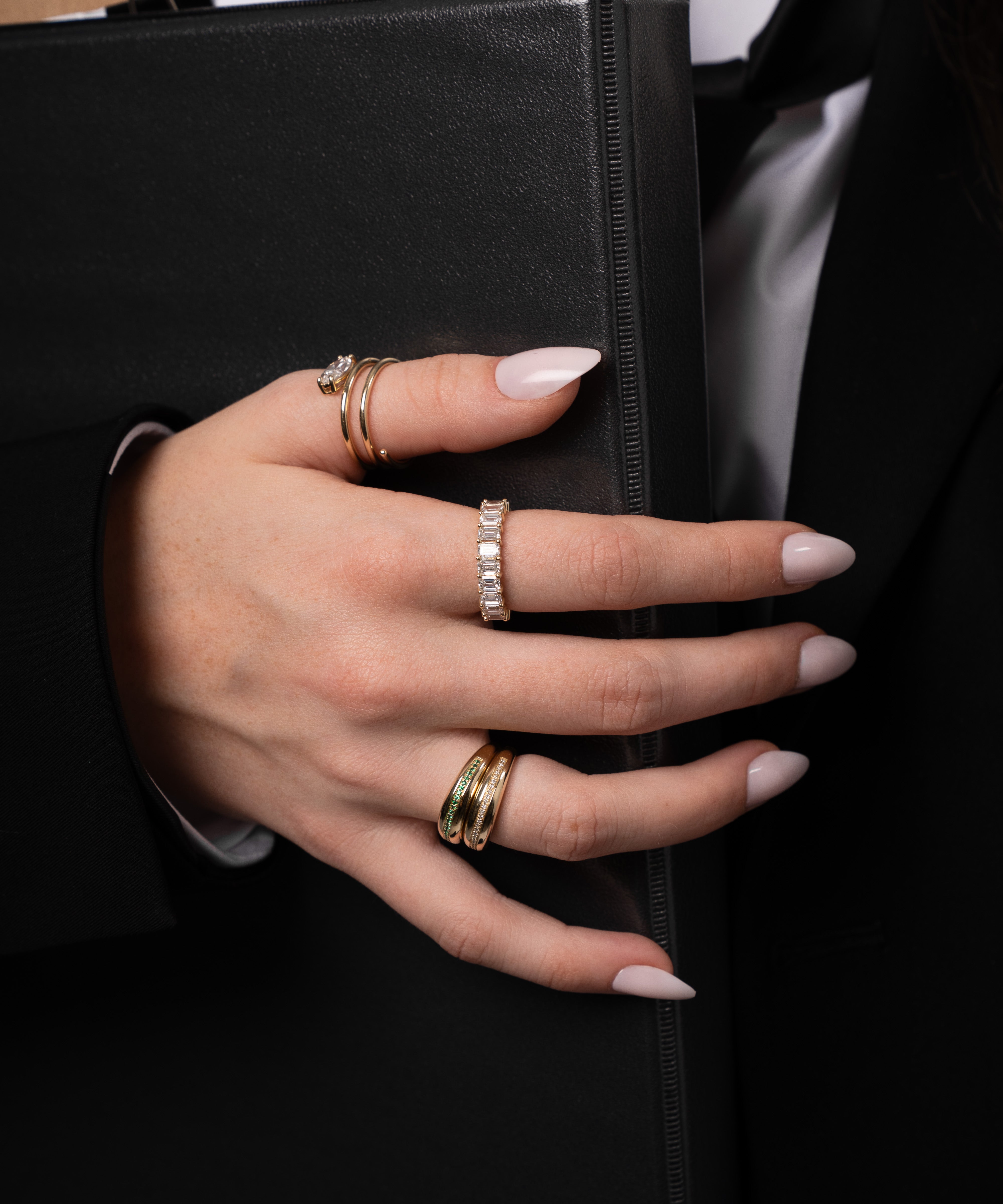 14k Gold Dome Single Pave Birthstone Row Ring Personalized Zoe Lev Jewelry