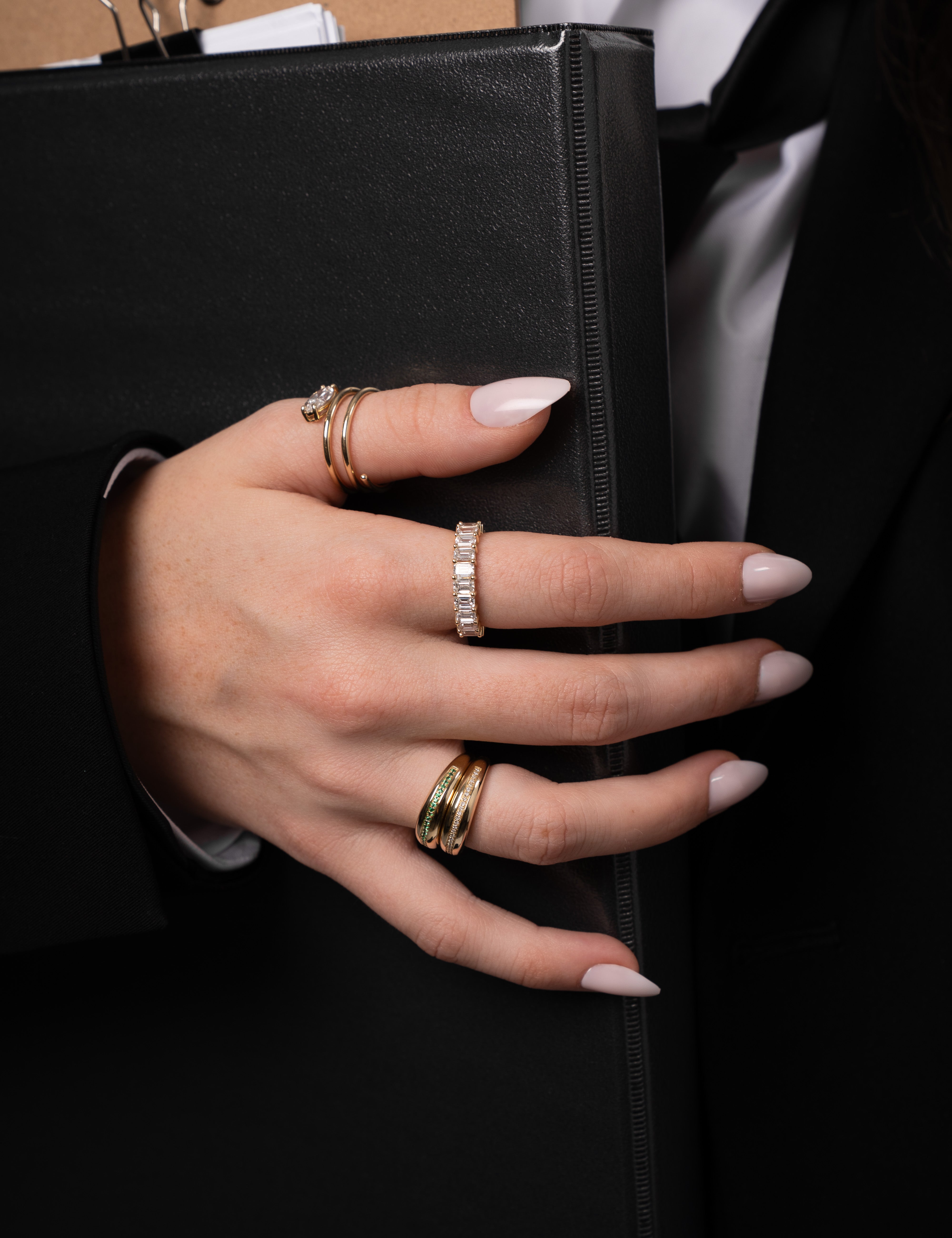14k Gold Dome Single Pave Birthstone Row Ring Personalized Zoe Lev Jewelry
