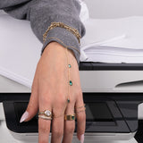 14K Gold Dangling Lab Emerald Marquise Hand Chain Zoe Lev Jewelry