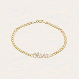 Diamond Cuban Link Name Bracelet Personalized Zoe Lev Jewelry