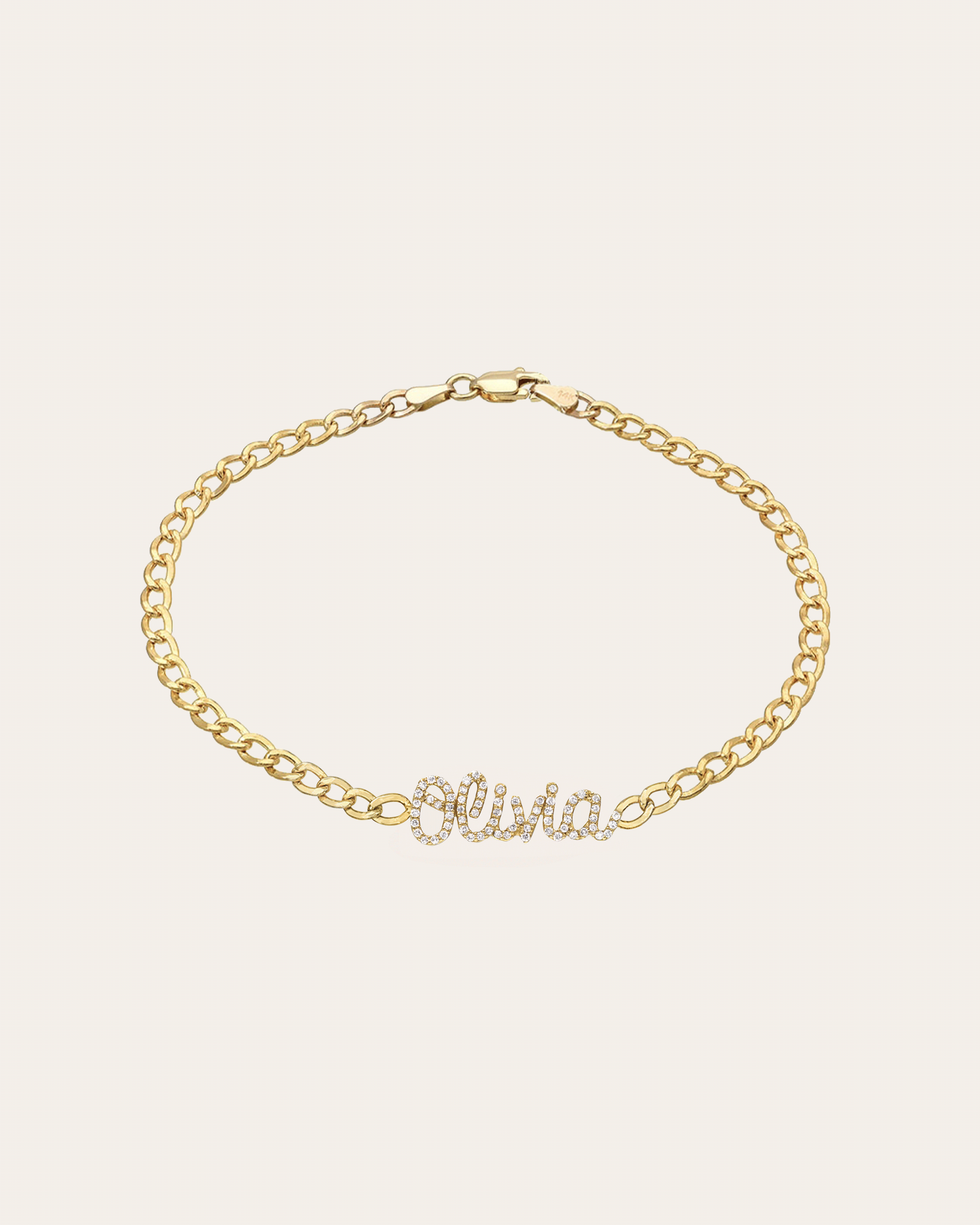 Diamond Cuban Link Name Bracelet Personalized Zoe Lev Jewelry