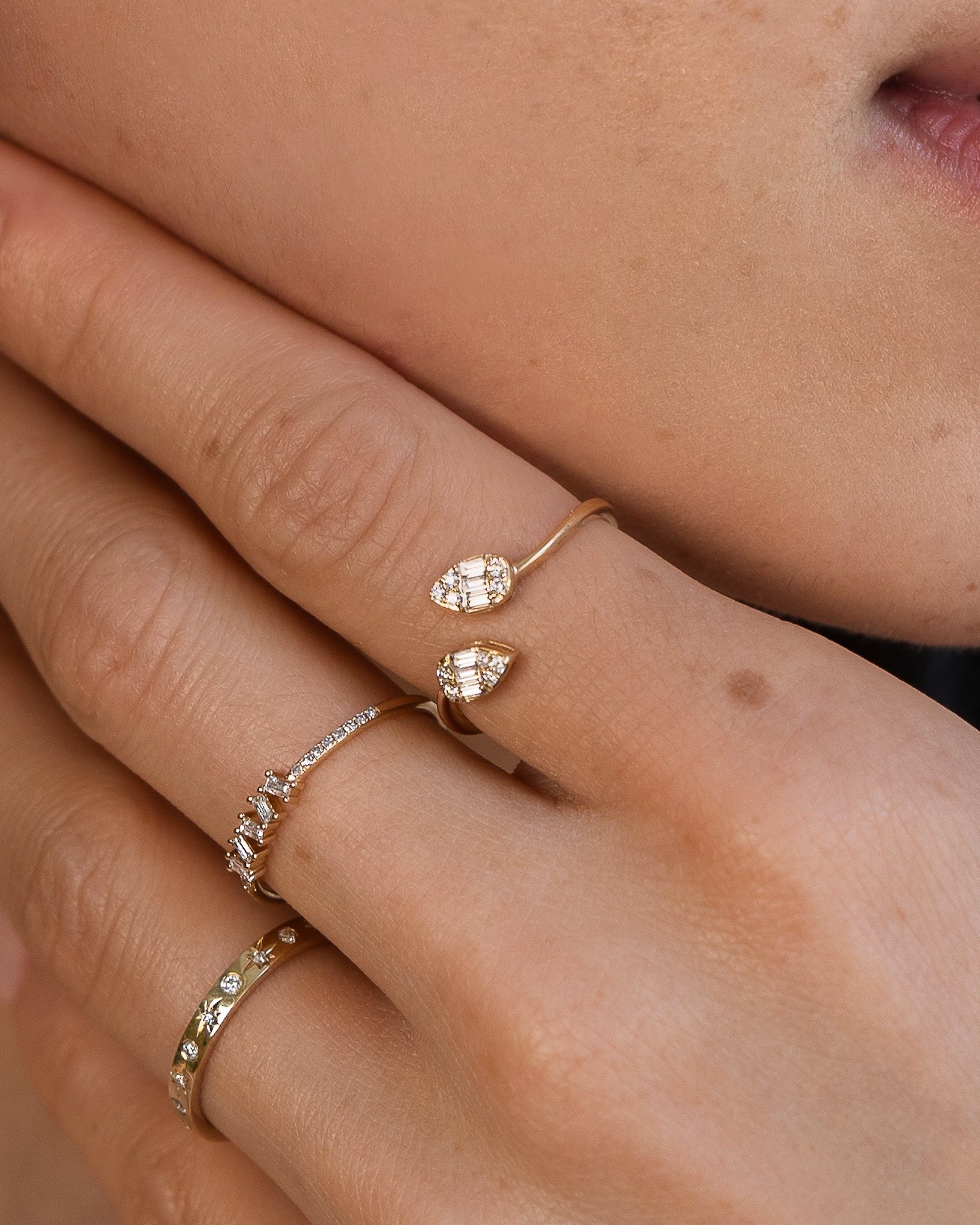 Diamond Leaf Cuff Ring SAMPLE SALE Zoe Lev Jewelry