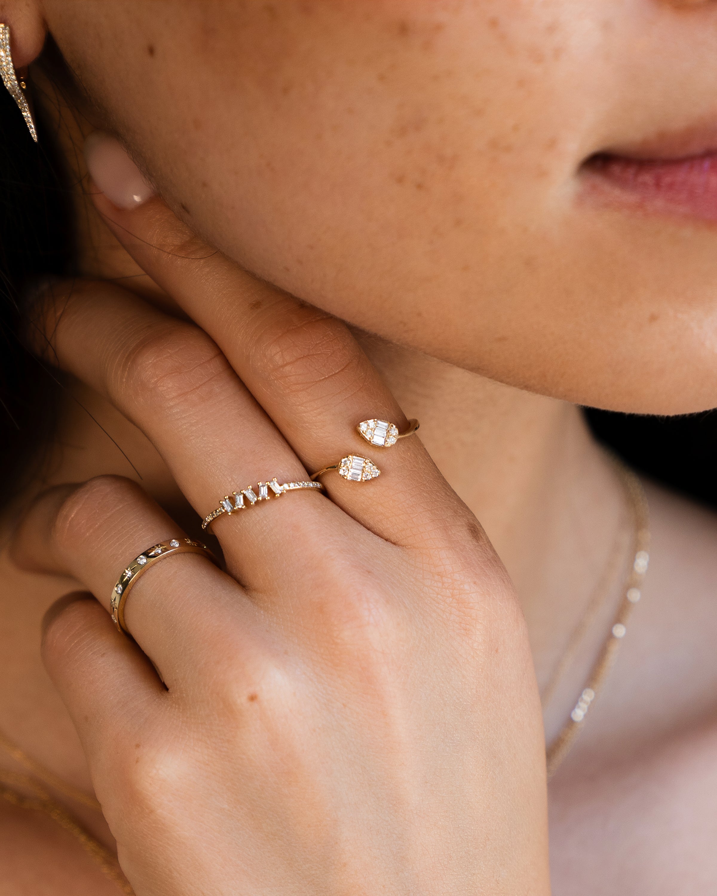 Diamond Leaf Cuff Ring SAMPLE SALE Zoe Lev Jewelry