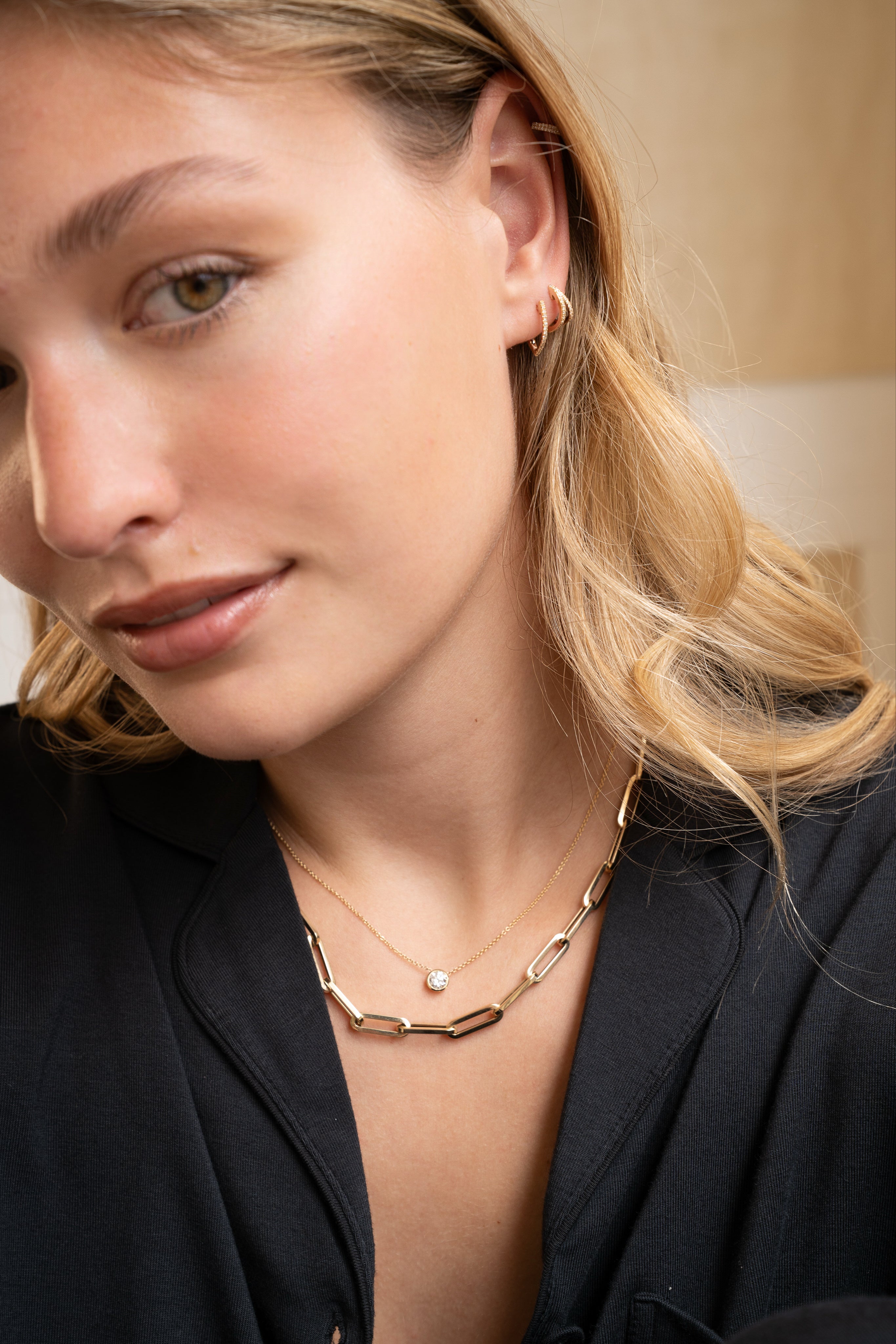 Diamond Split Huggie Earrings Hoops & Huggies Zoe Lev Jewelry