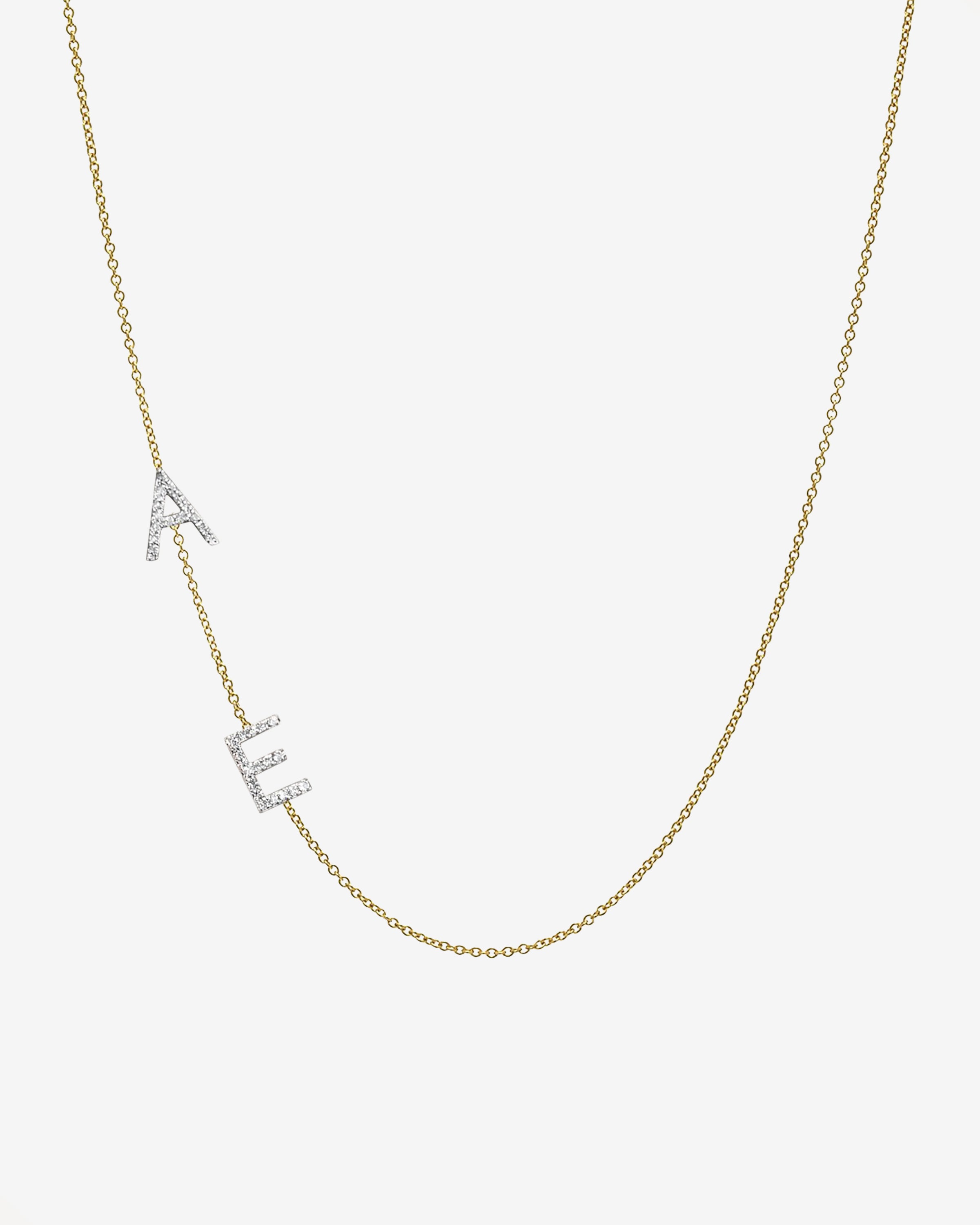 Diamond Asymmetrical Multiple Initials Necklace Personalized Zoe Lev Jewelry