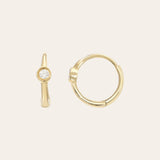 14k White Gold Diamond Bezel Hoop Earrings - Pair SAMPLE SALE Zoe Lev Jewelry