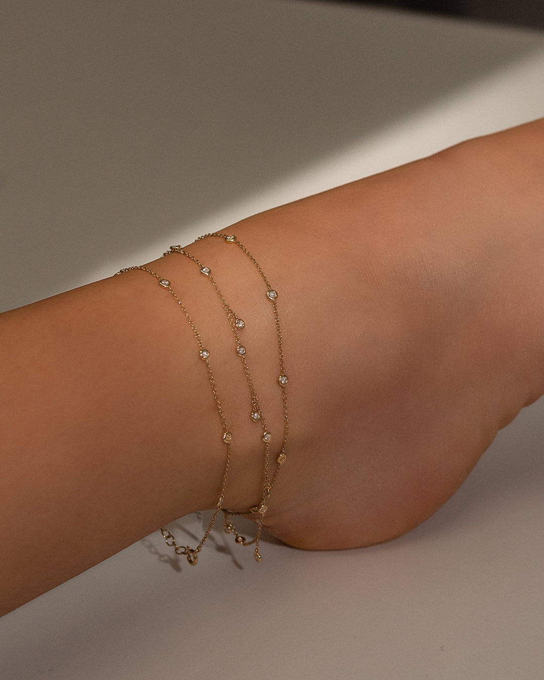 Diamond Bezel Anklet - 8"-9" SAMPLE SALE Zoe Lev Jewelry