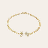 Diamond Cuban Link Name Bracelet Personalized Zoe Lev Jewelry