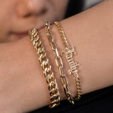 Diamond Cuban Link Name Bracelet Personalized Zoe Lev Jewelry