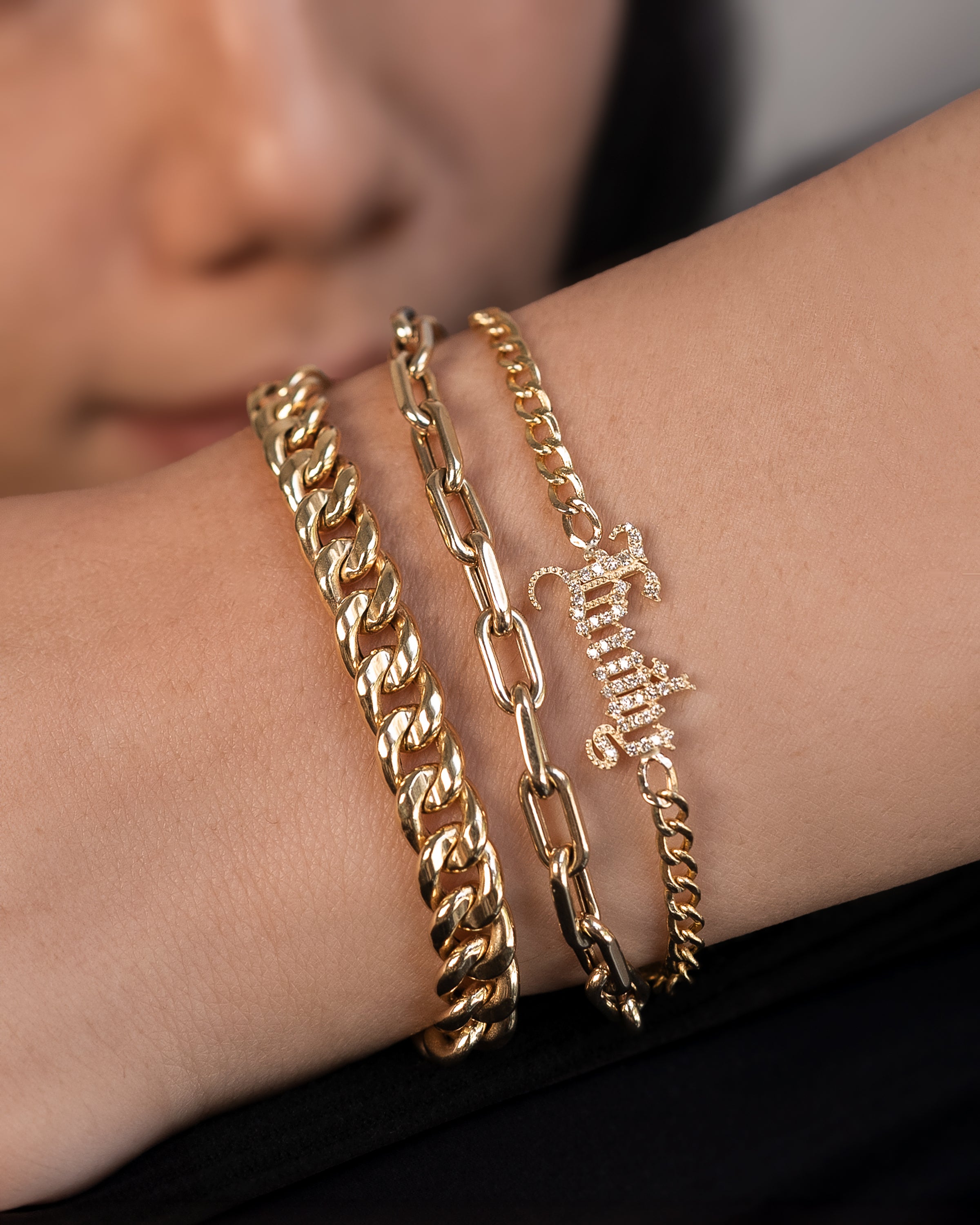 Diamond Cuban Link Name Bracelet Personalized Zoe Lev Jewelry