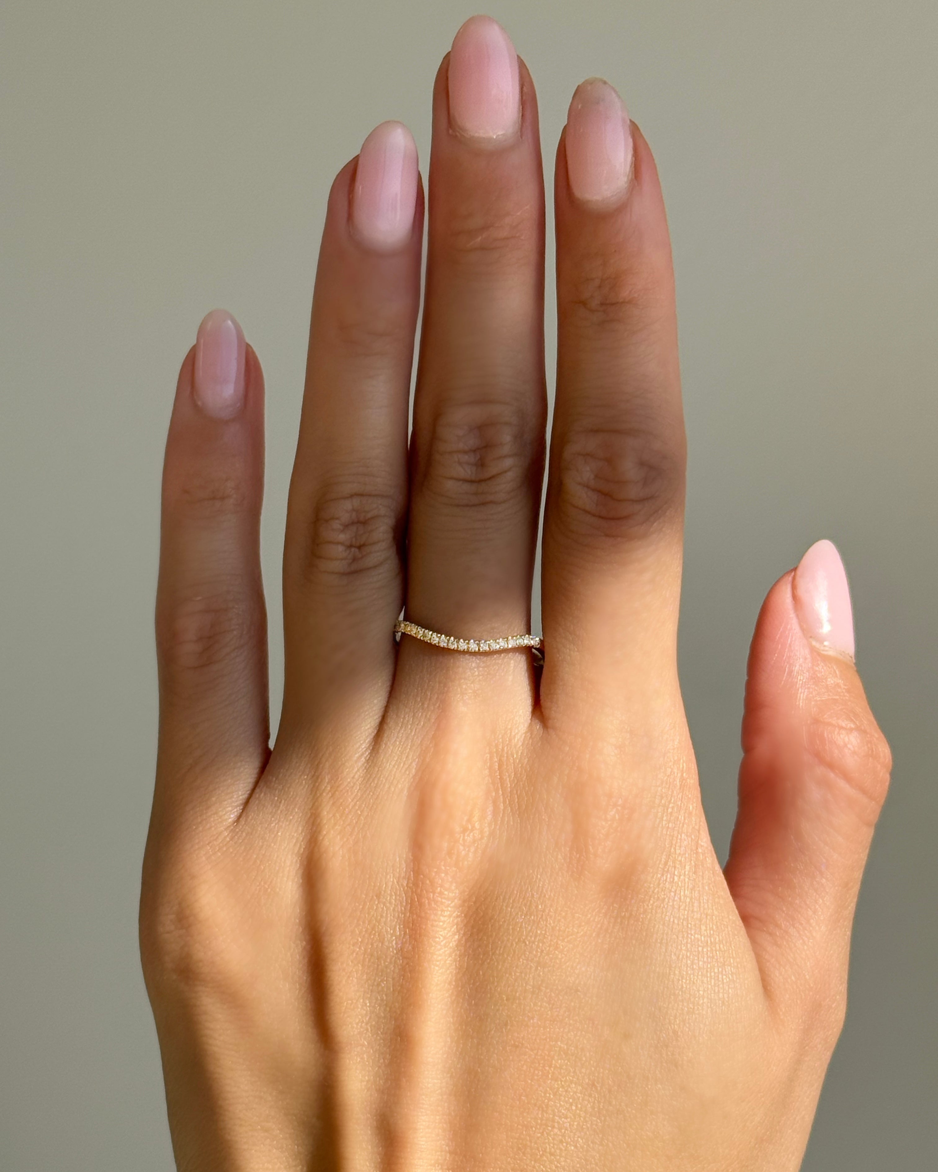 14K Half Diamond Curved Band Ring Zoe Lev Jewelry