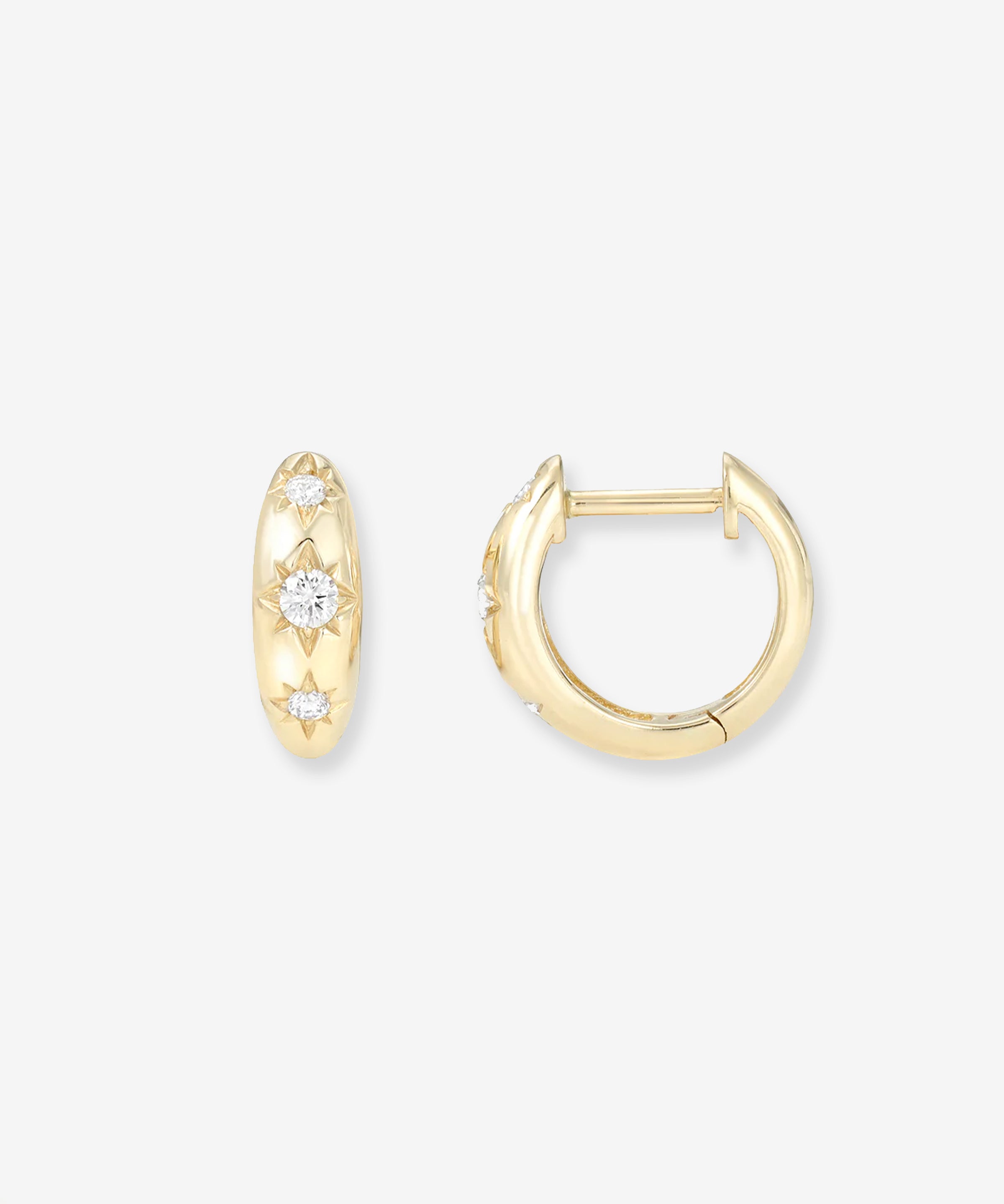 Diamond Domed Starburst Huggie Earrings Hoops & Huggies Zoe Lev Jewelry