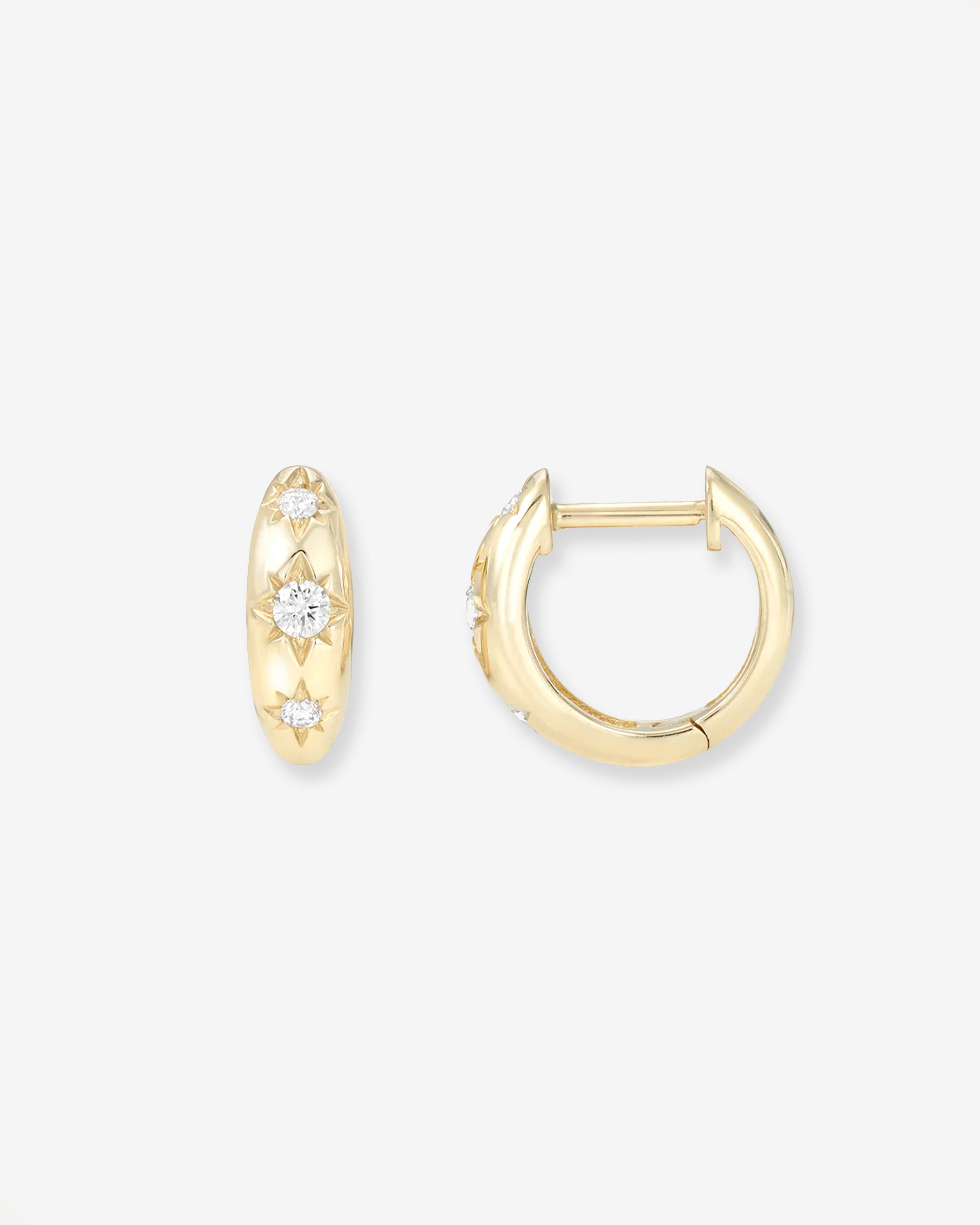 Diamond Domed Starburst Huggie Earrings Hoops & Huggies Zoe Lev Jewelry