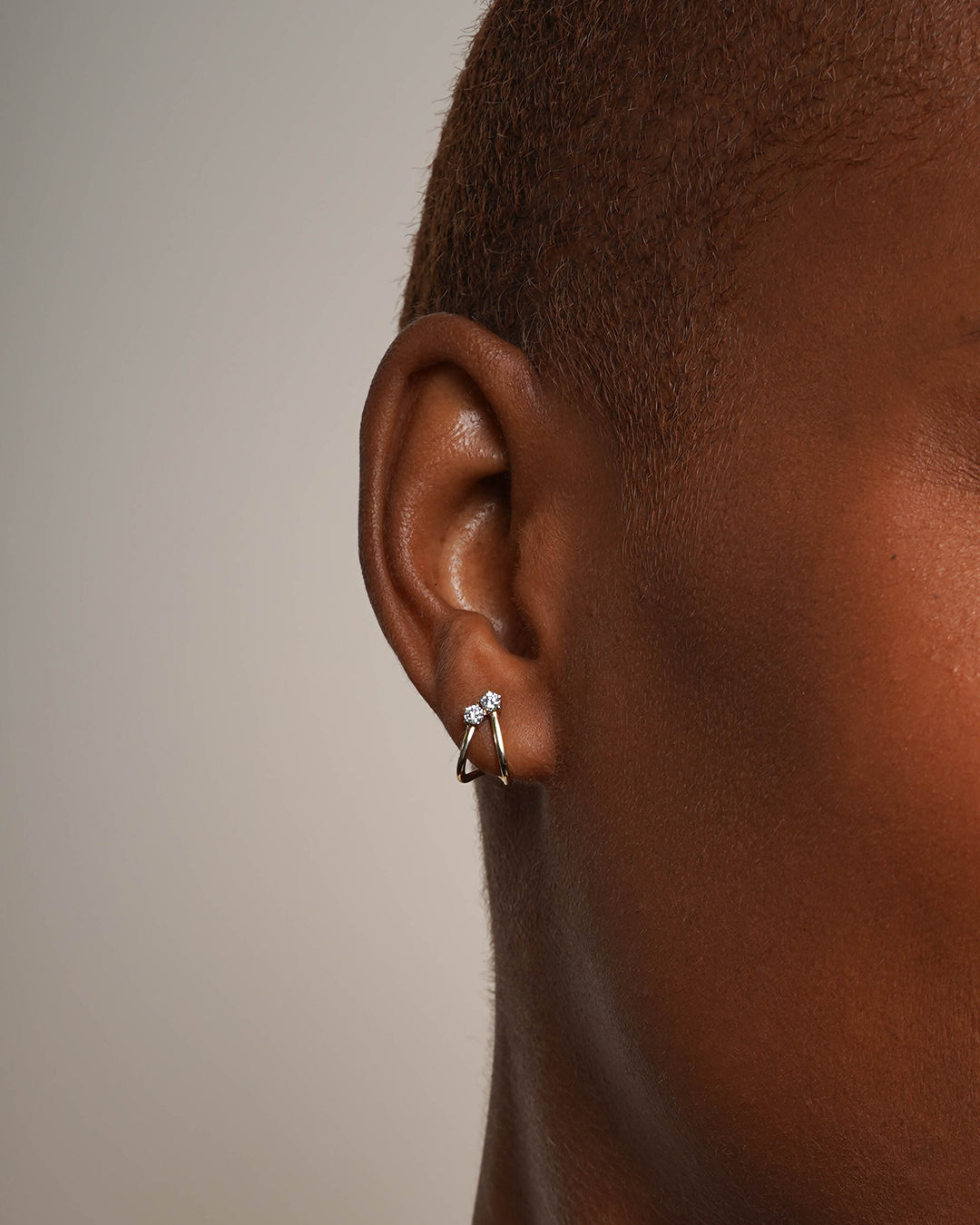 Diamond Duo Half Huggie Earrings SAMPLE SALE Zoe Lev Jewelry