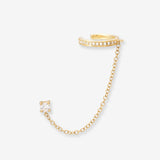 Diamond Ear Cuff With Diamond Stud Chain