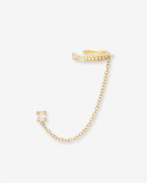 Diamond Ear Cuff With Diamond Stud Chain Zoe Lev Jewelry