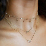 Diamond & Sapphire Evil Eye Necklace Zoe Lev Jewelry