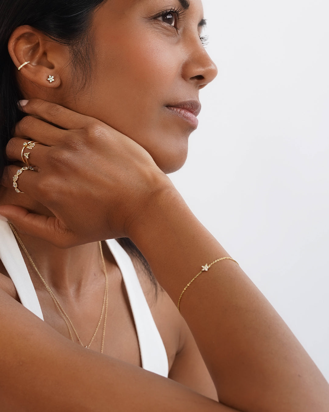 Diamond Set Flower Bracelet SAMPLE SALE Zoe Lev Jewelry