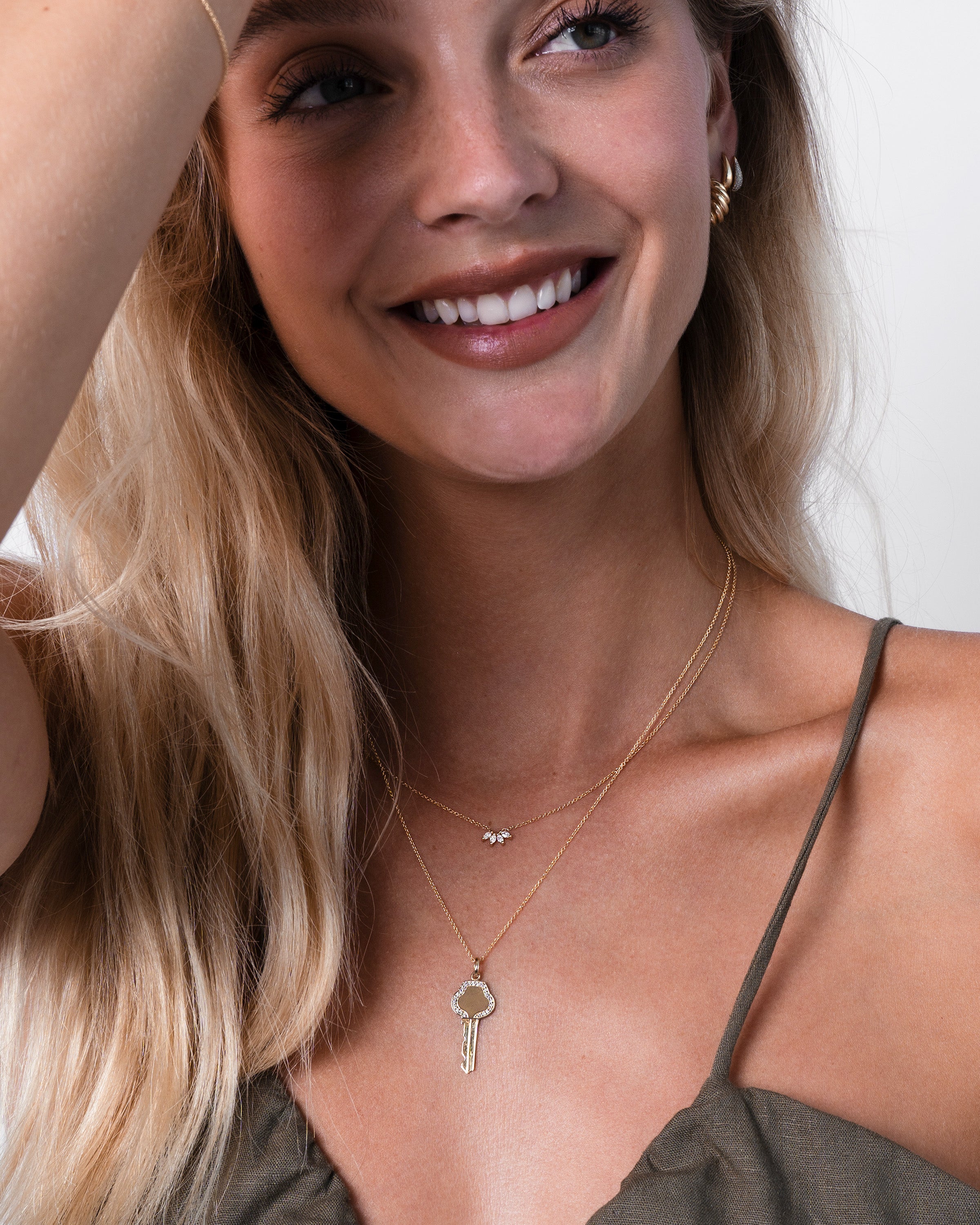 Diamond Framed Key Pendant Personalized Zoe Lev Jewelry