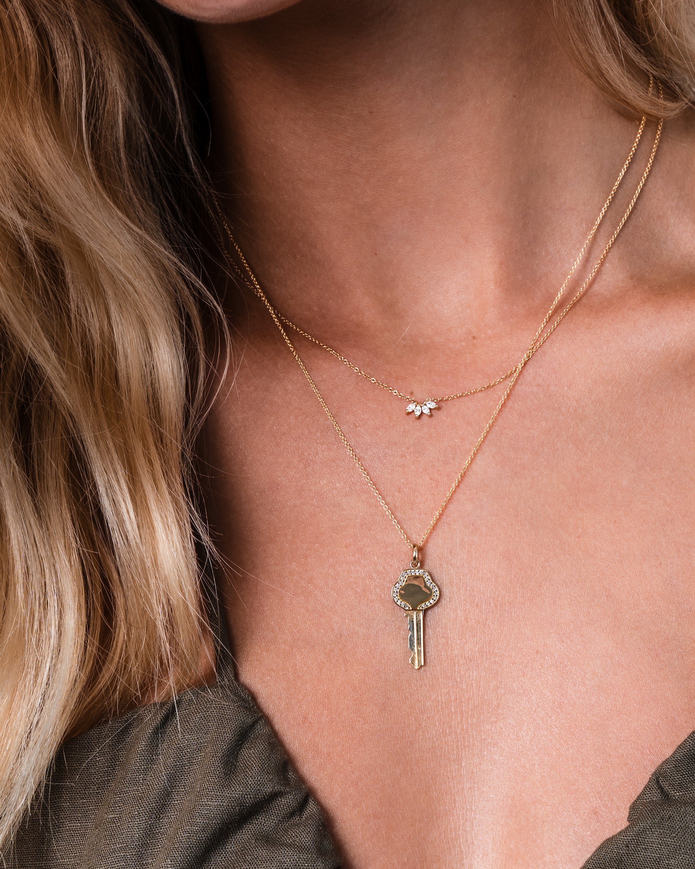 Diamond Framed Key Pendant Personalized Zoe Lev Jewelry