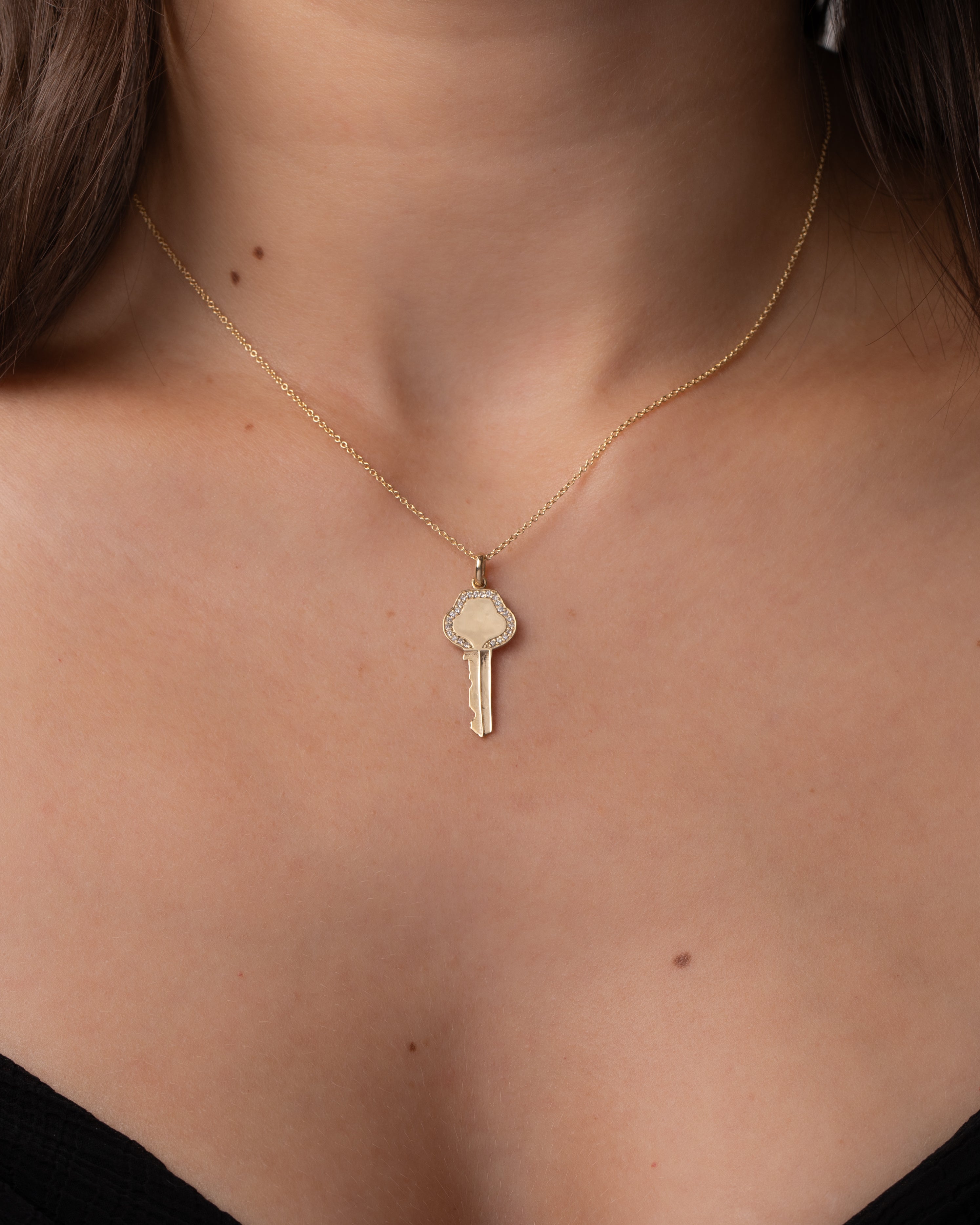 Diamond Framed Key Necklace Personalized Zoe Lev Jewelry