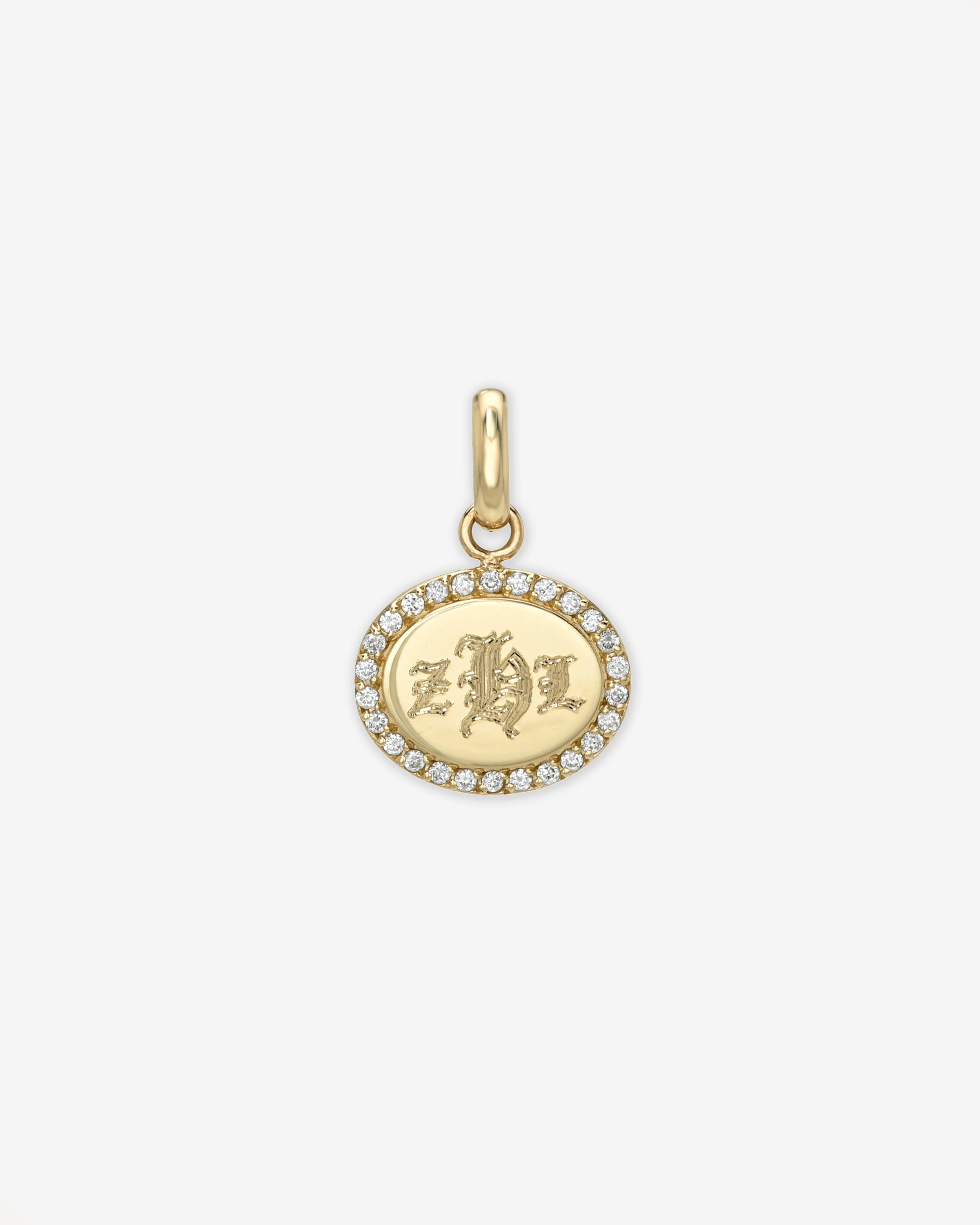 Diamond Framed Oval East-West Pendant Personalized Zoe Lev Jewelry