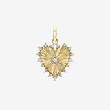 Diamond Framed Small Fluted Heart Pendant Zoe Lev Jewelry