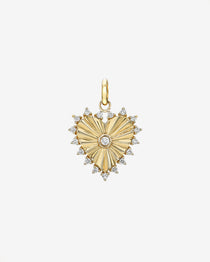 Diamond Framed Small Fluted Heart Pendant Zoe Lev Jewelry