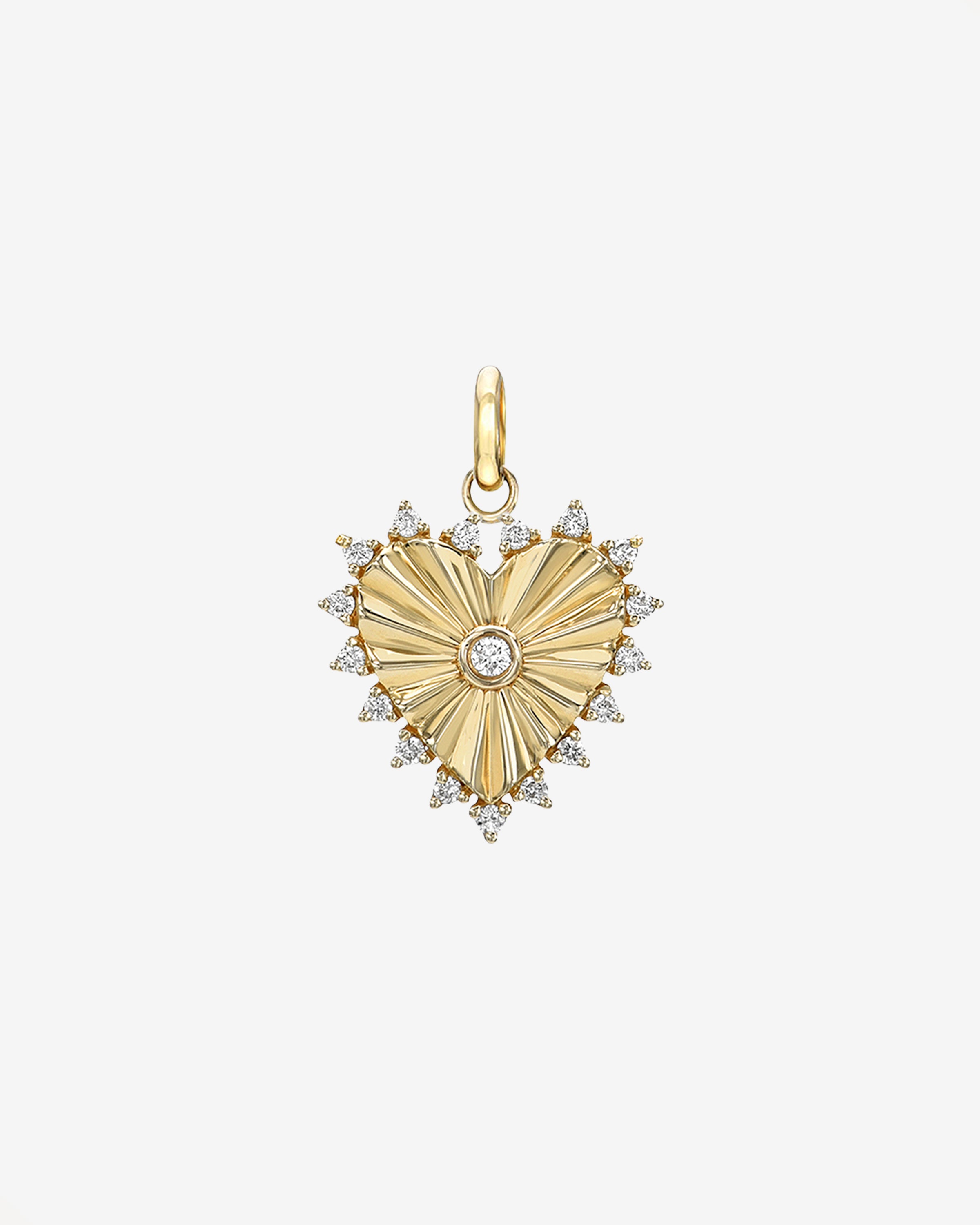 Diamond Framed Small Fluted Heart Pendant Zoe Lev Jewelry