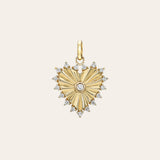 Diamond Framed Small Pleated Heart Pendant Zoe Lev Jewelry