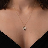 Diamond Framed Small Pleated Heart Pendant Zoe Lev Jewelry