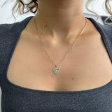 Diamond Framed Small Pleated Heart Pendant Zoe Lev Jewelry