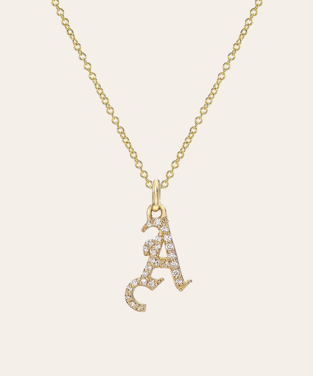 Diamond Gothic Initial Necklace Personalized Zoe Lev Jewelry