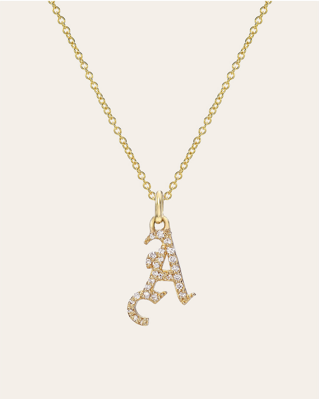 Diamond Gothic Initial Necklace Personalized Zoe Lev Jewelry