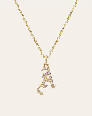 Diamond Gothic Initial Necklace