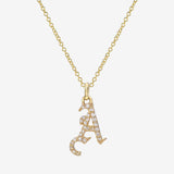 Diamond Gothic Initial Necklace Personalized Zoe Lev Jewelry